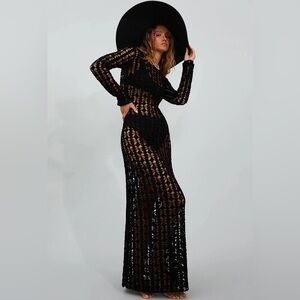 NWT Beach Riot Ariana Cover-Up Women's Black Maxi Dress Size XS